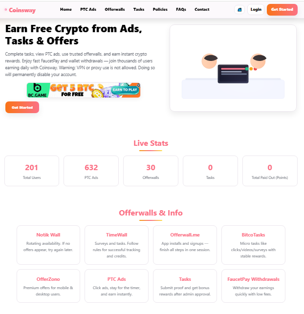 PTC + Offerwalls + Tasks +ETC